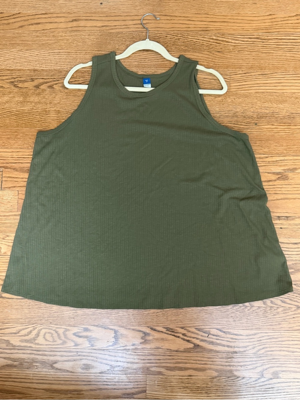Old Navy Luxe 2X Olive Green Ribbed Sleeveless Swing Tank Top